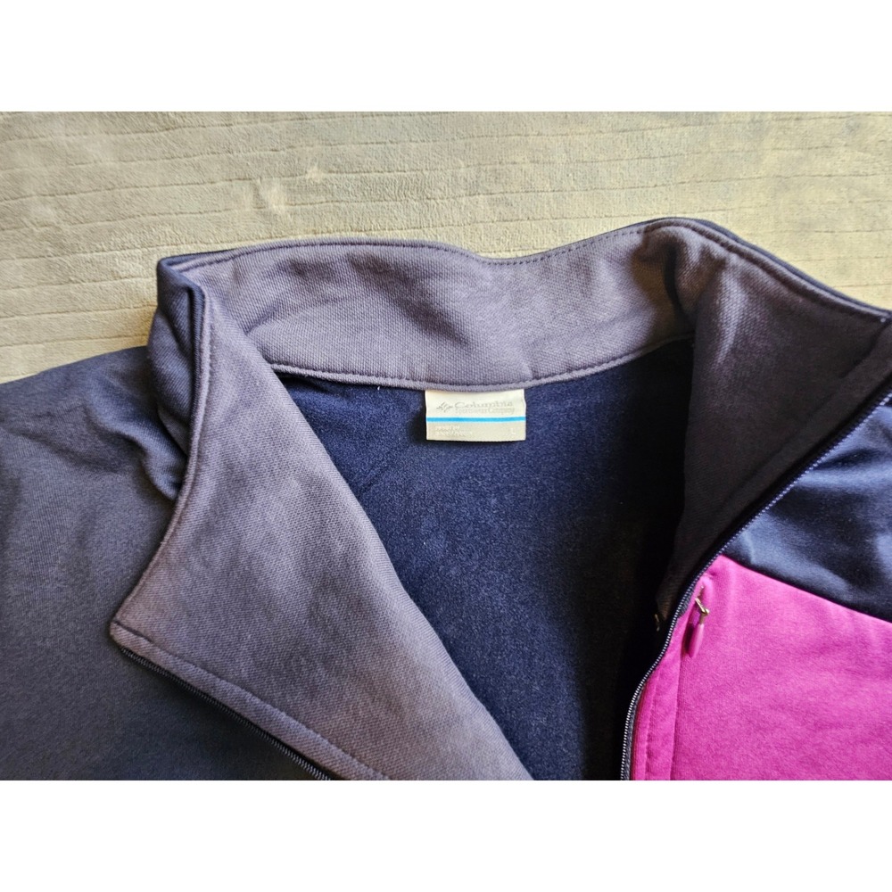 Columbia Womens Purple Colorblock Quarter Zip Pullover Fleece Size Large